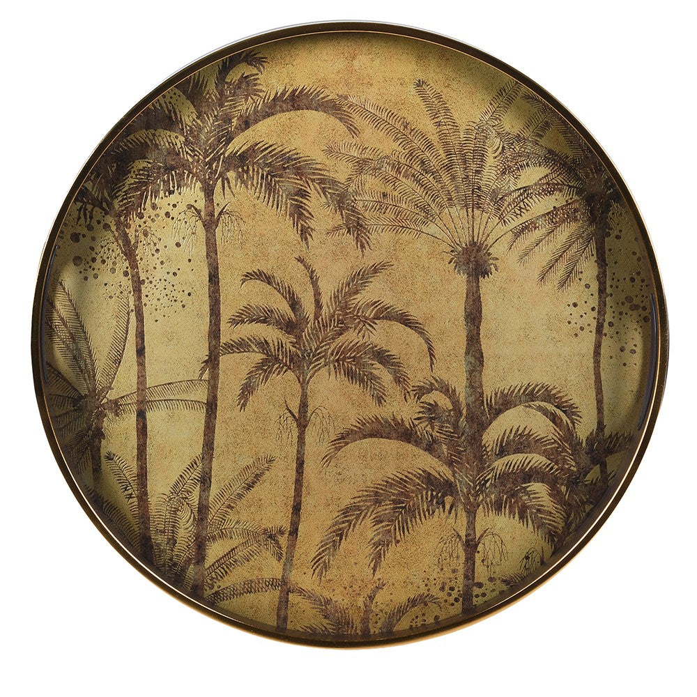 Antique Oval Tray with Palm Detail