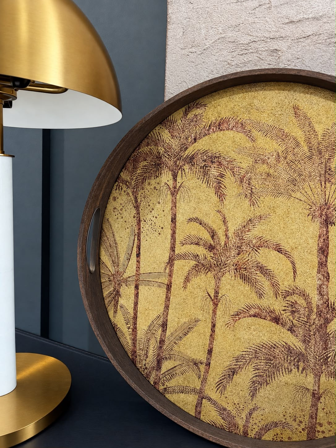 Antique Oval Tray with Palm Detail