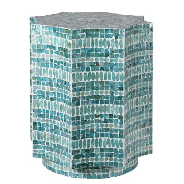 Aquamarine Capiz Stool