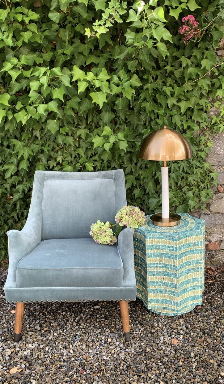 Aquamarine Capiz Stool