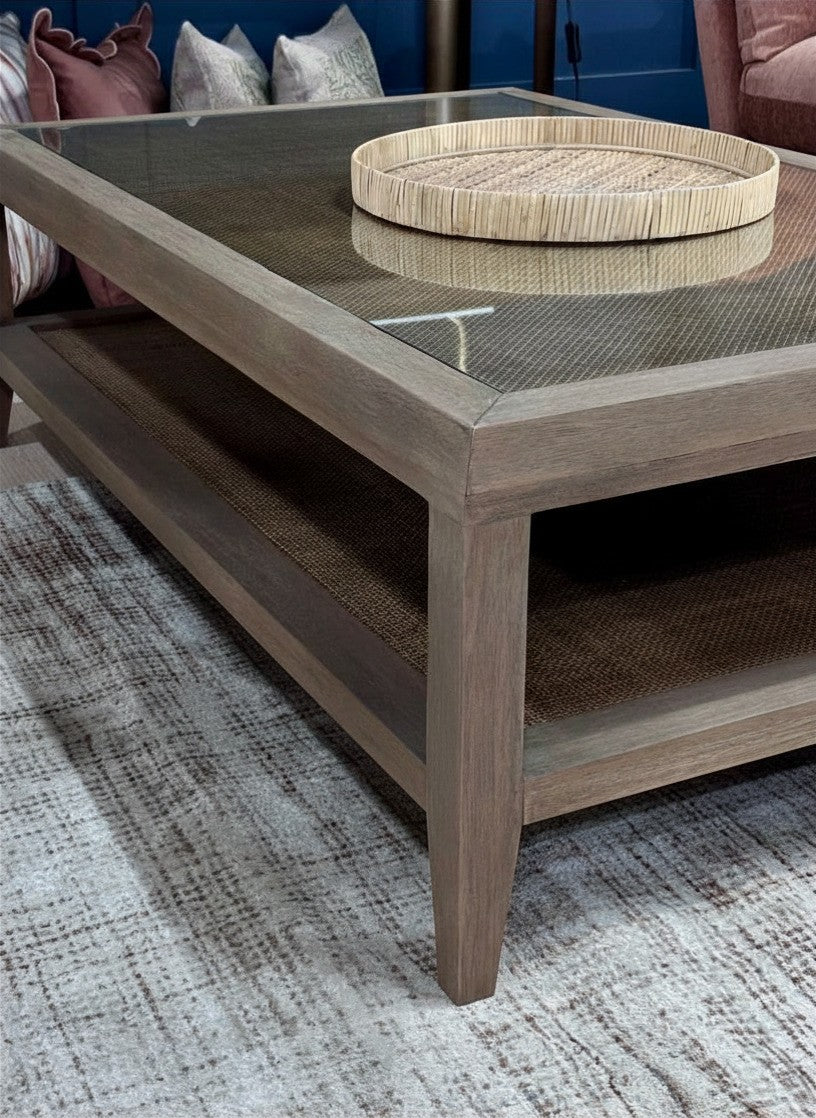Athea Bayur Wood and Glass Coffee Table