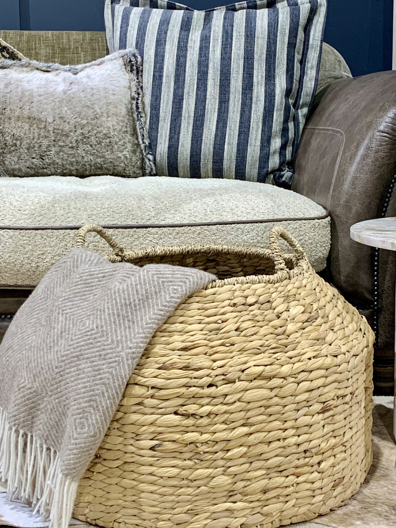 Basket with Water Hyacinth and Seagrass
