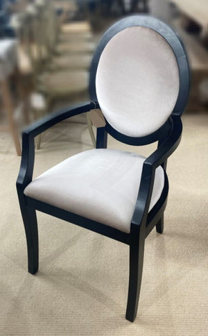 Black & Silver Oval Back Carver Chair
