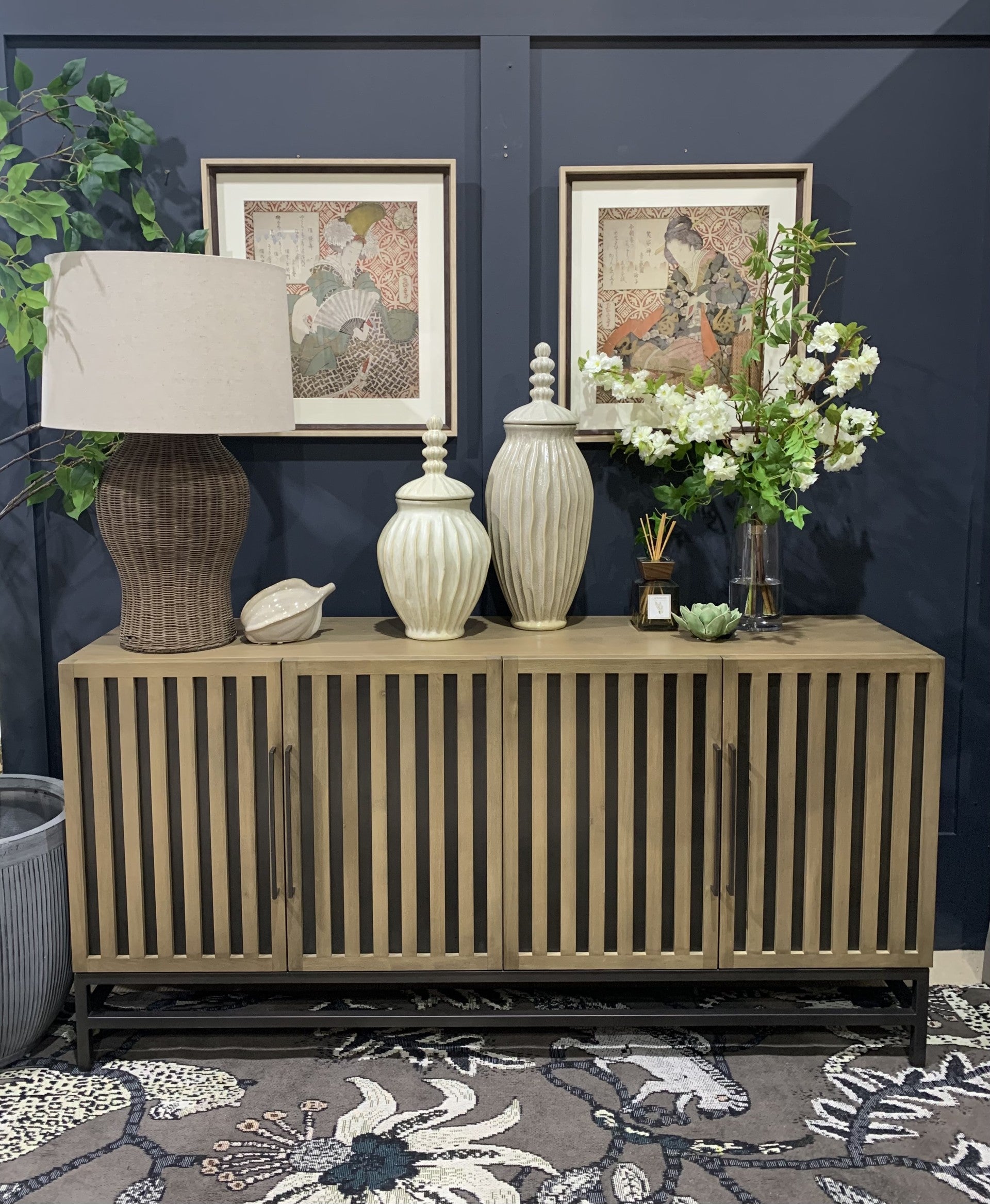 Boho 4 Door Slatted Sideboard