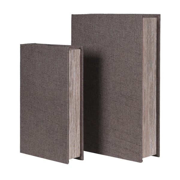 Book Boxes Woven in Grey Linen Set of 2
