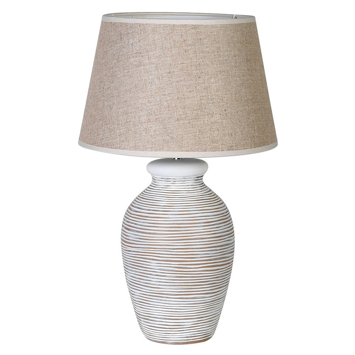 White Washed Ring Lamp WIth Shade