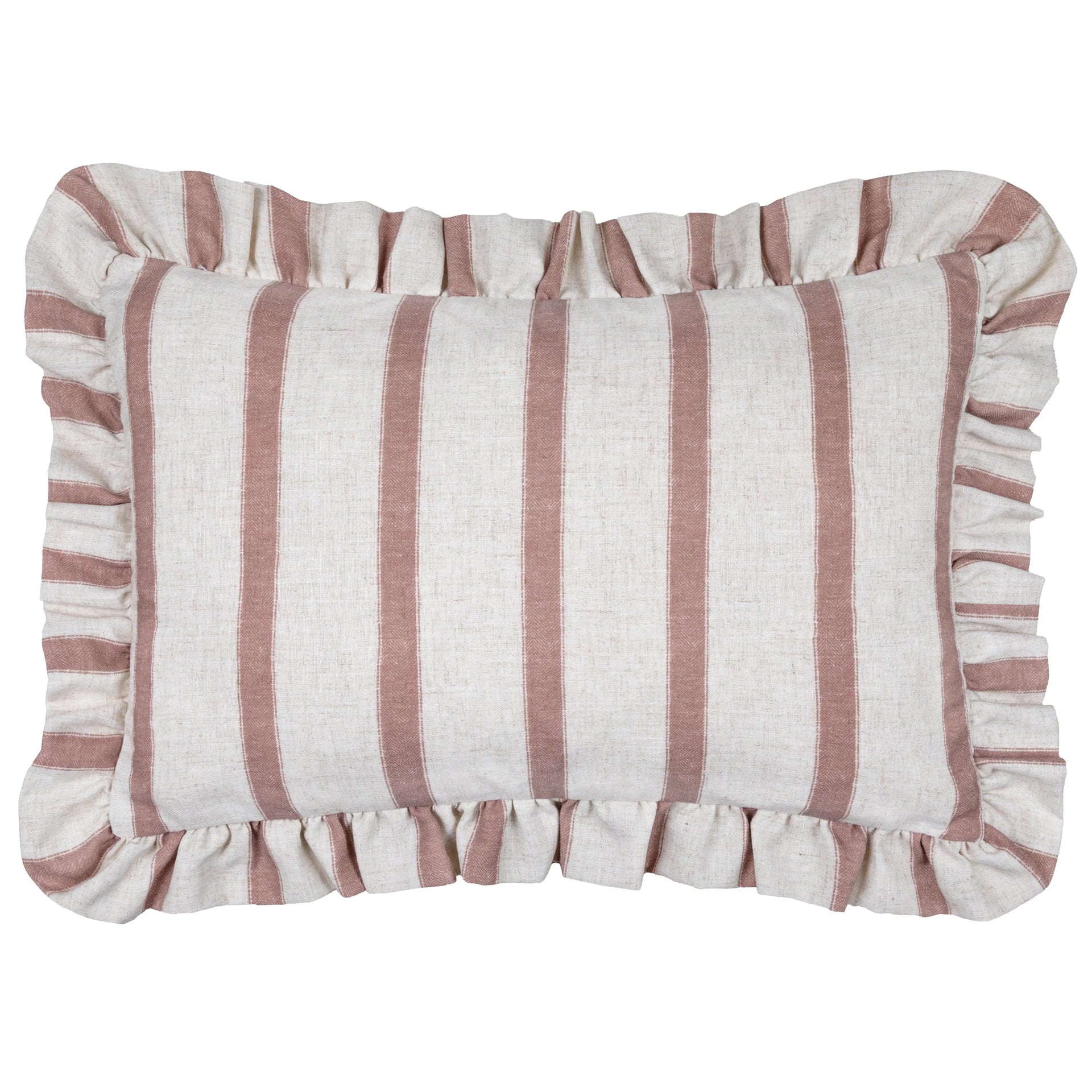 Connie Striped Ruffle Cushion Clay Pink/35x50