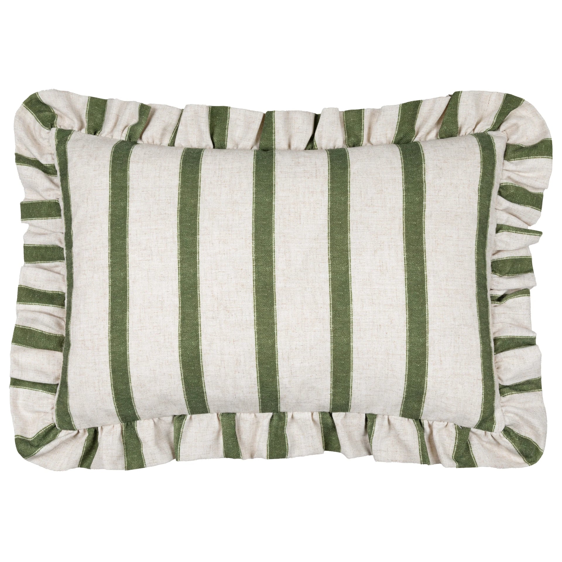 Connie Striped Ruffle Cushion Moss/35x50