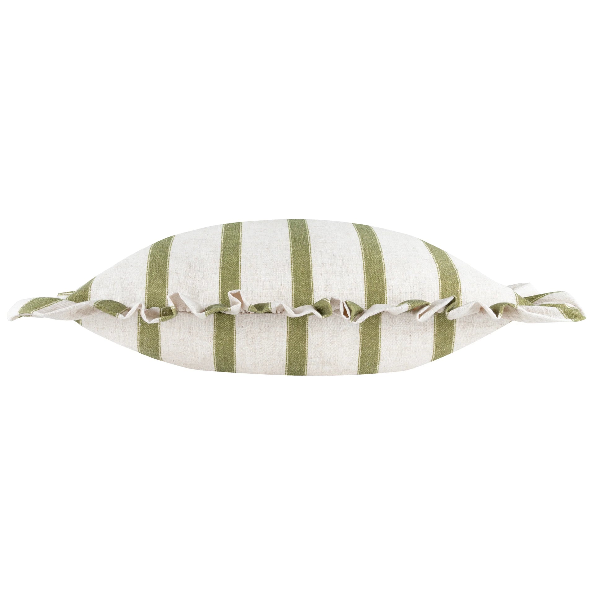 Connie Striped Ruffle Cushion Olive/35x50