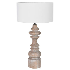 Natural Wood White Wash Lamp W/Shade