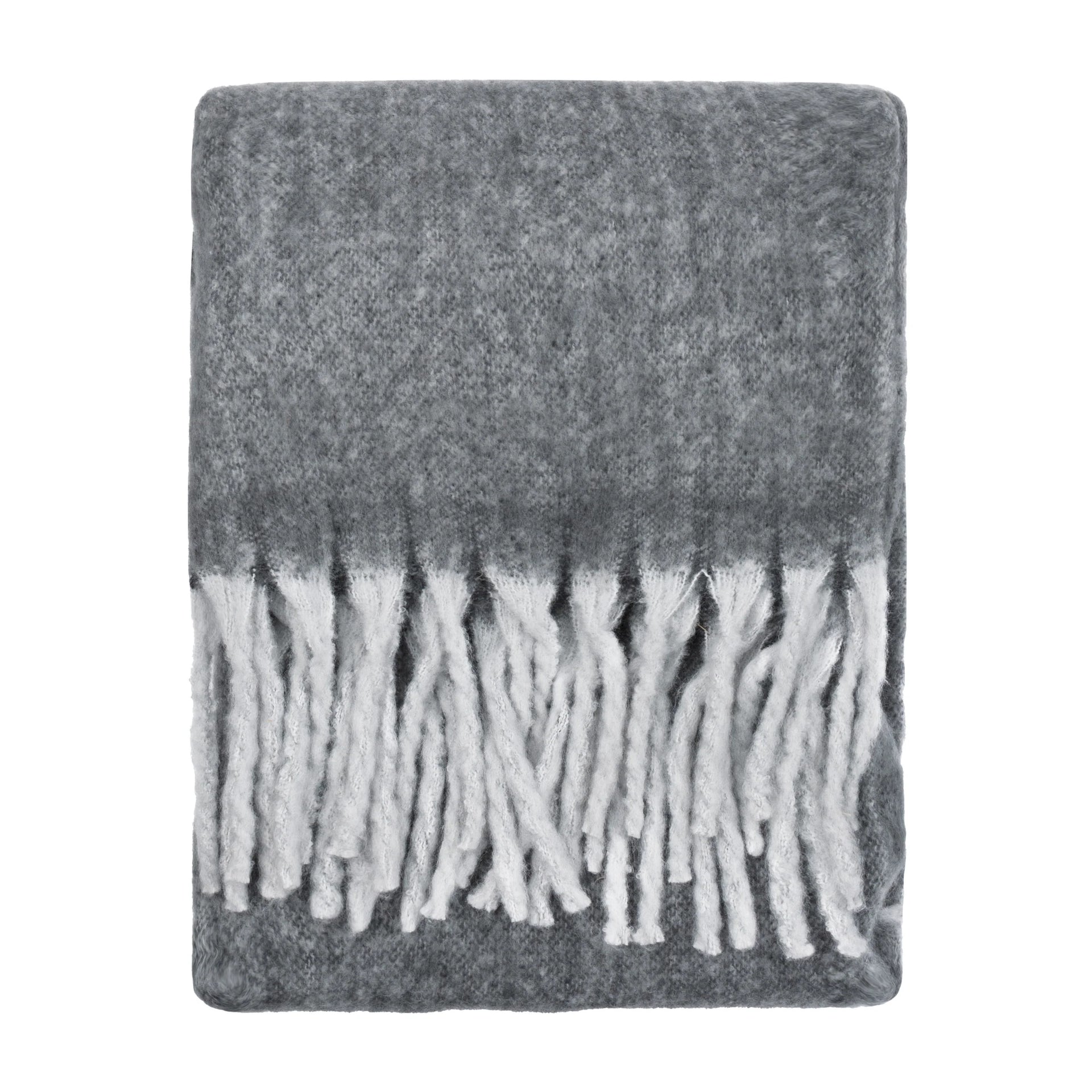 Cozy Woven Tasselled Throw Charcoal 140x180cm