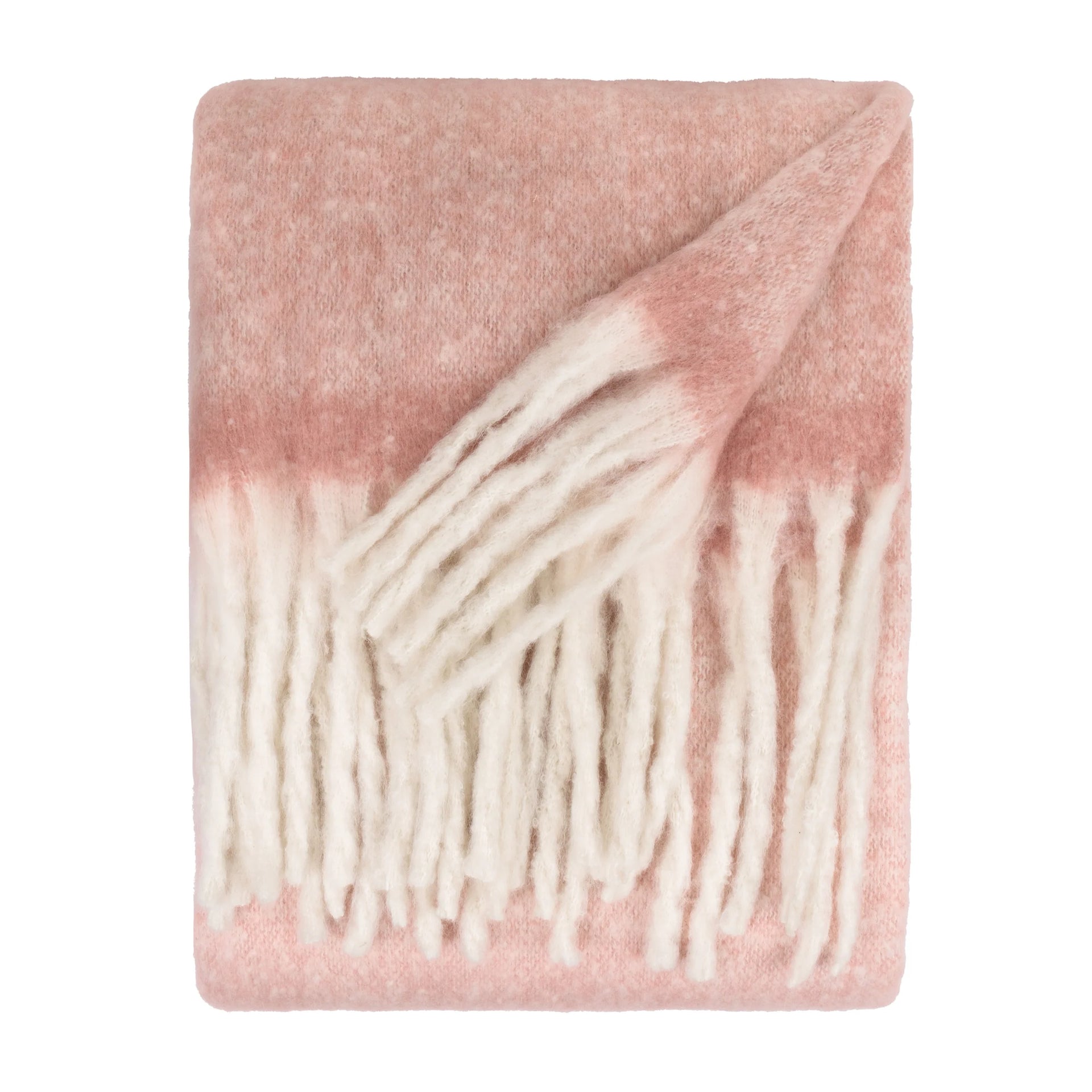 Cozy Woven Tasselled Throw Pink 140x180cm
