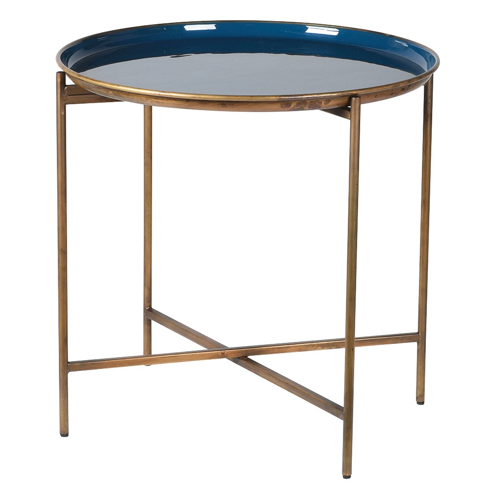 Cami Blue/Gold Aged Enamel Tray Table