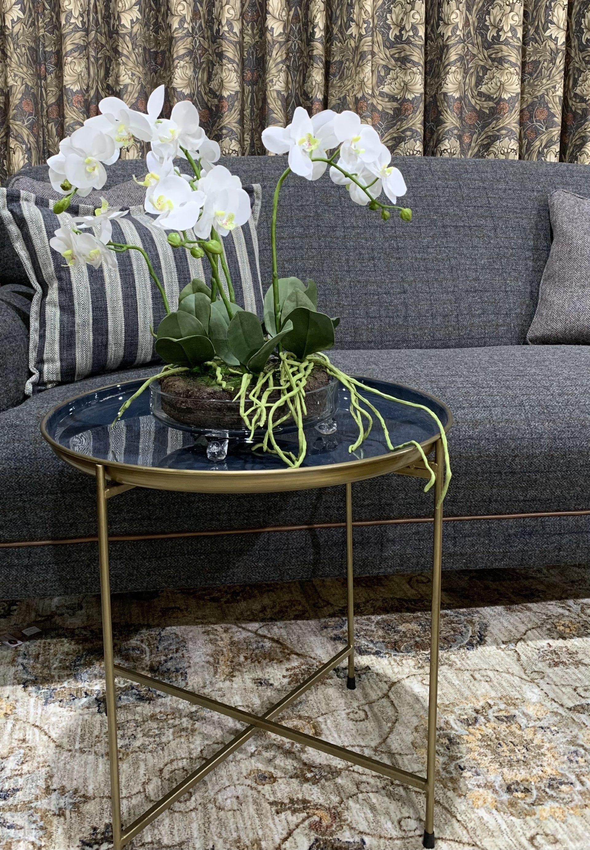 Cami Blue/Gold Aged Enamel Tray Table