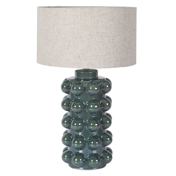 Ceramic Green Lamp with  Linen Shade