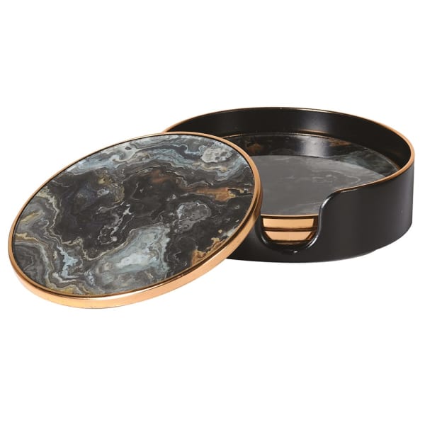 Coasters with Black Marble Effect Set of 4