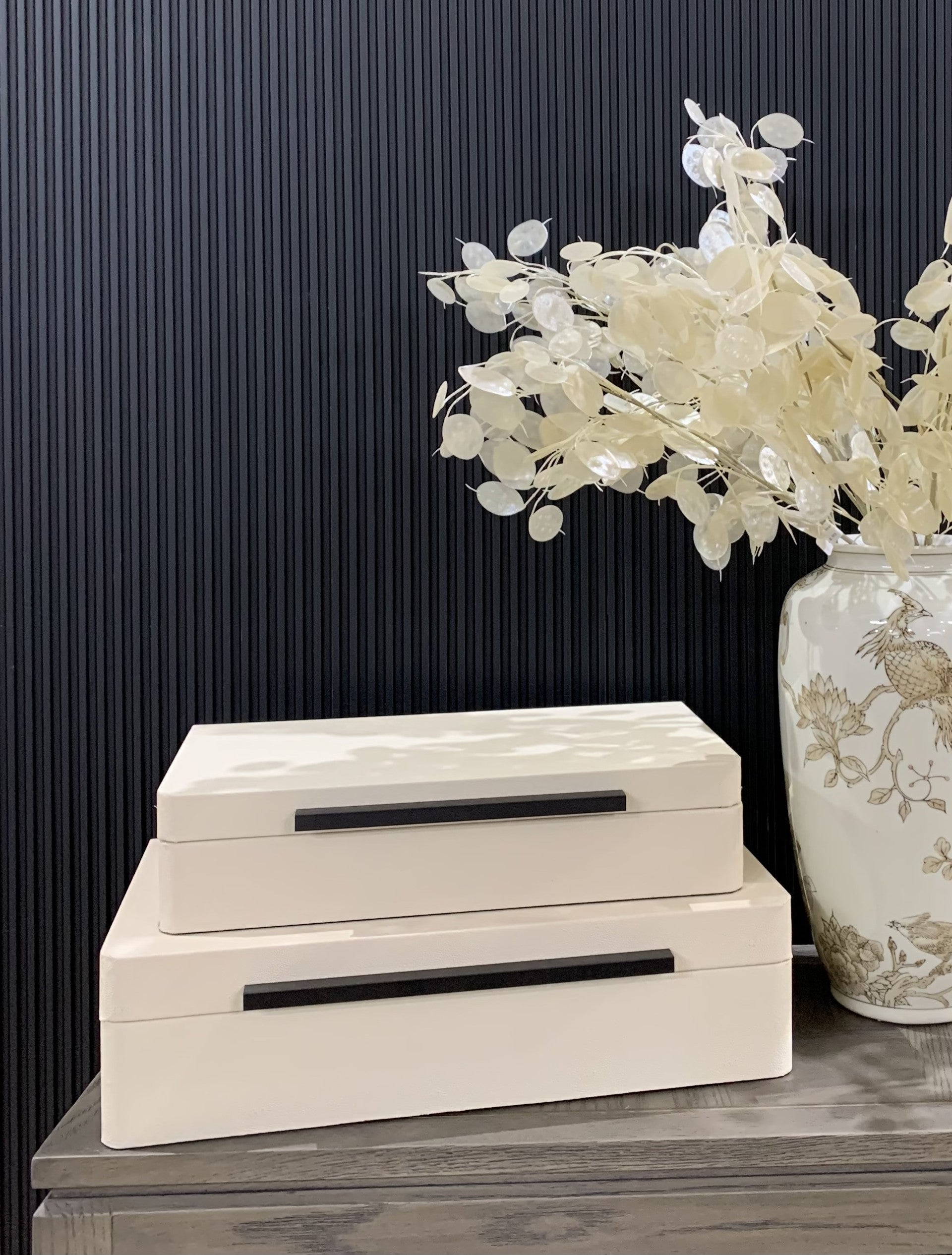 Cream Keepsake Boxes Set of 2