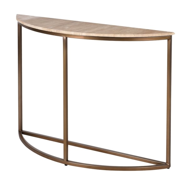 Crescent Console Table in Travertine