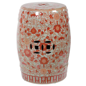 Oriental Style Orange Ceramic Stool