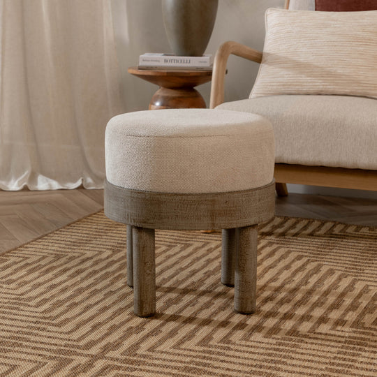 Ebbett Wooden Footstool Ecru