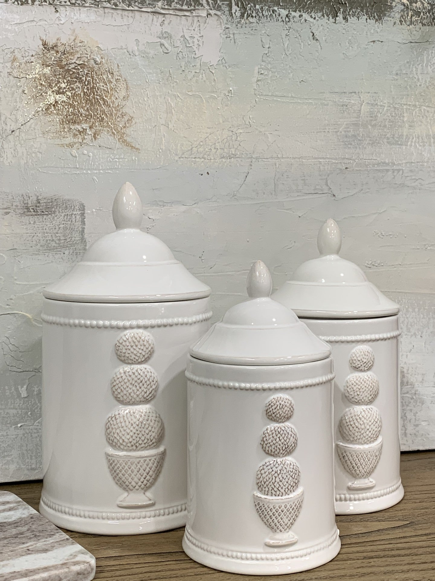 Embossed Storage Jars Set of 3
