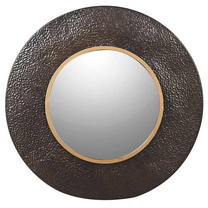 Brown Round Textural Wall Mirror
