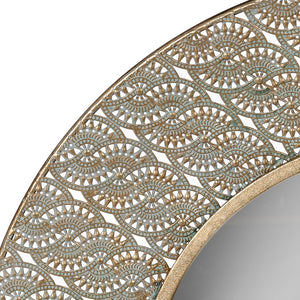 Gold Effect Round Filigree Mirror