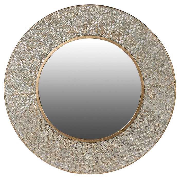 Gold Effect Round Filigree Mirror