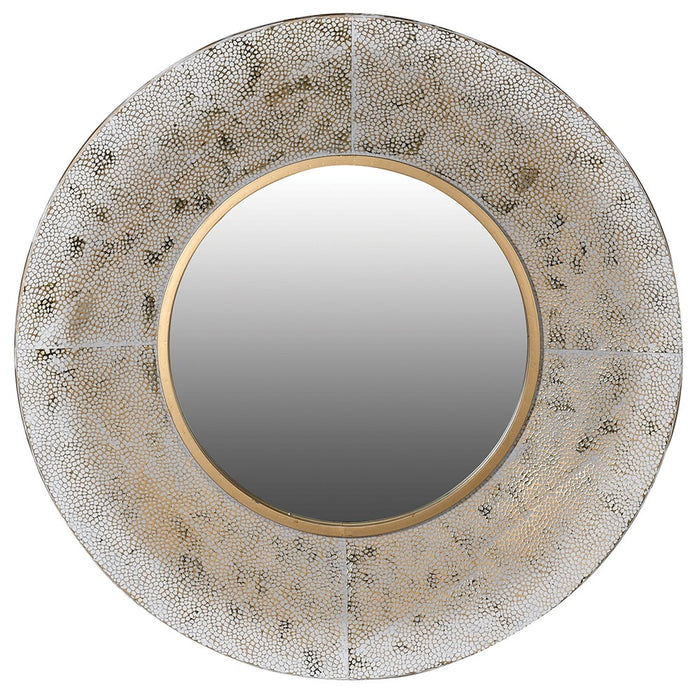 White Wash Round Mirror