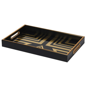 Art Deco Black and Gold Square Tray
