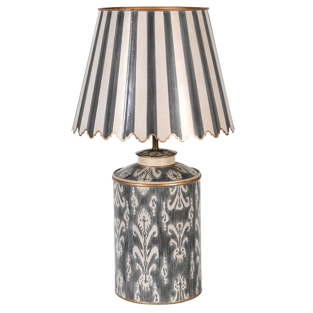 Fleur de Lis Ivory Lamp W/Scollop Shade