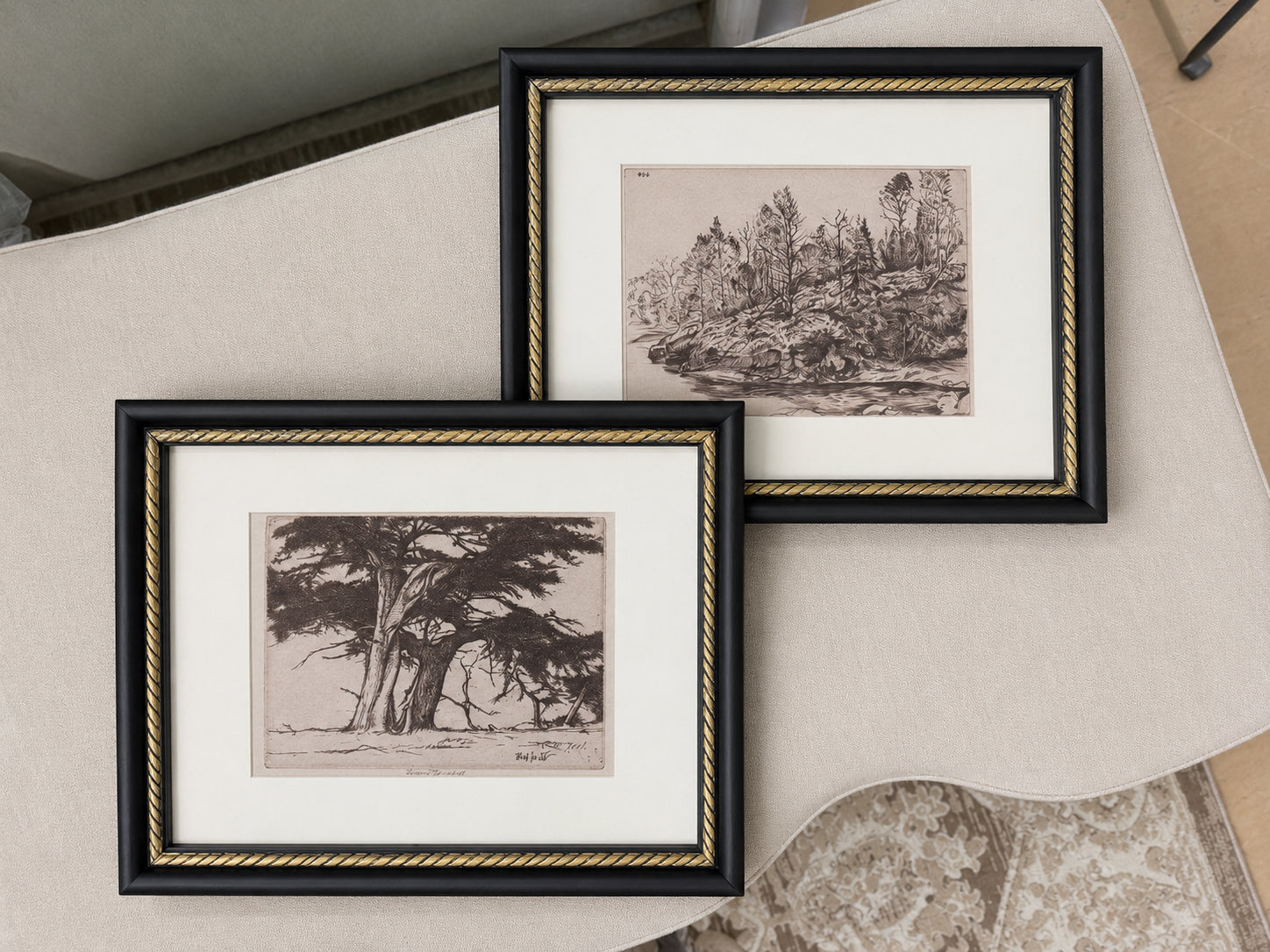 Framed Cedar & Stream Pictures Set of 2
