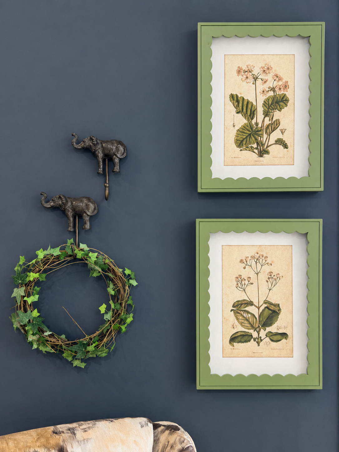 Framed Primula Prints with Scallop Edge Set of 2