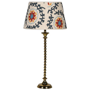 Slim Brass Tablelamp with Crewelwork Shade