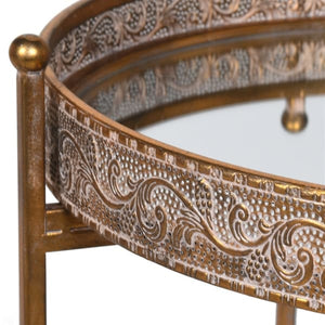 Gold and Mirror Round Tray Table