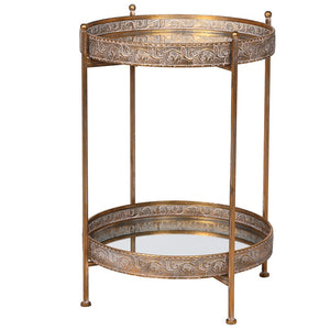 Gold and Mirror Round Tray Table