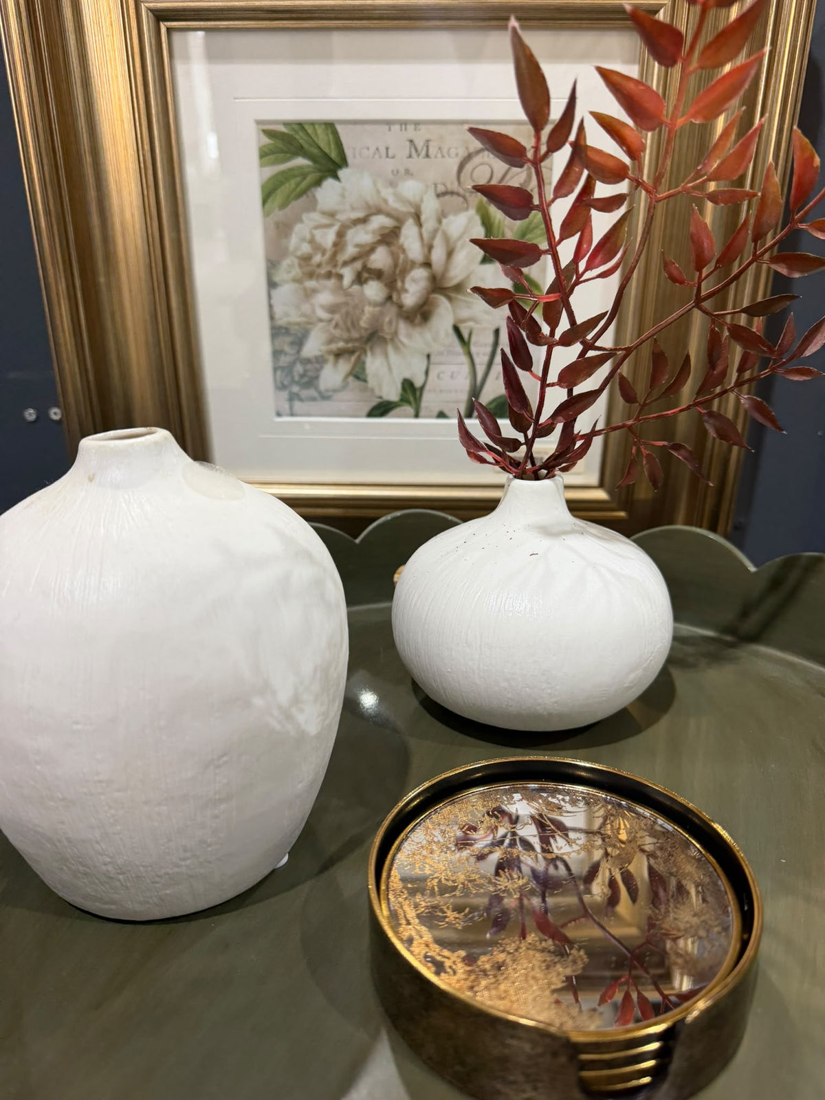 Gold Scenic Coasters with Holder Set of 4