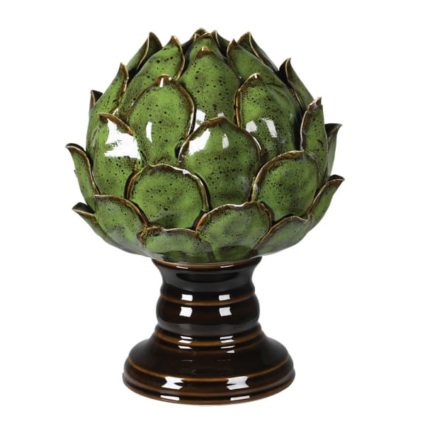 GREEN CERAMIC ARTICHOKE ON BASE