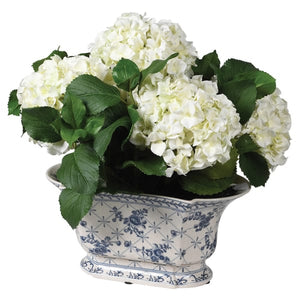 White Hydrangea in Chinoisery