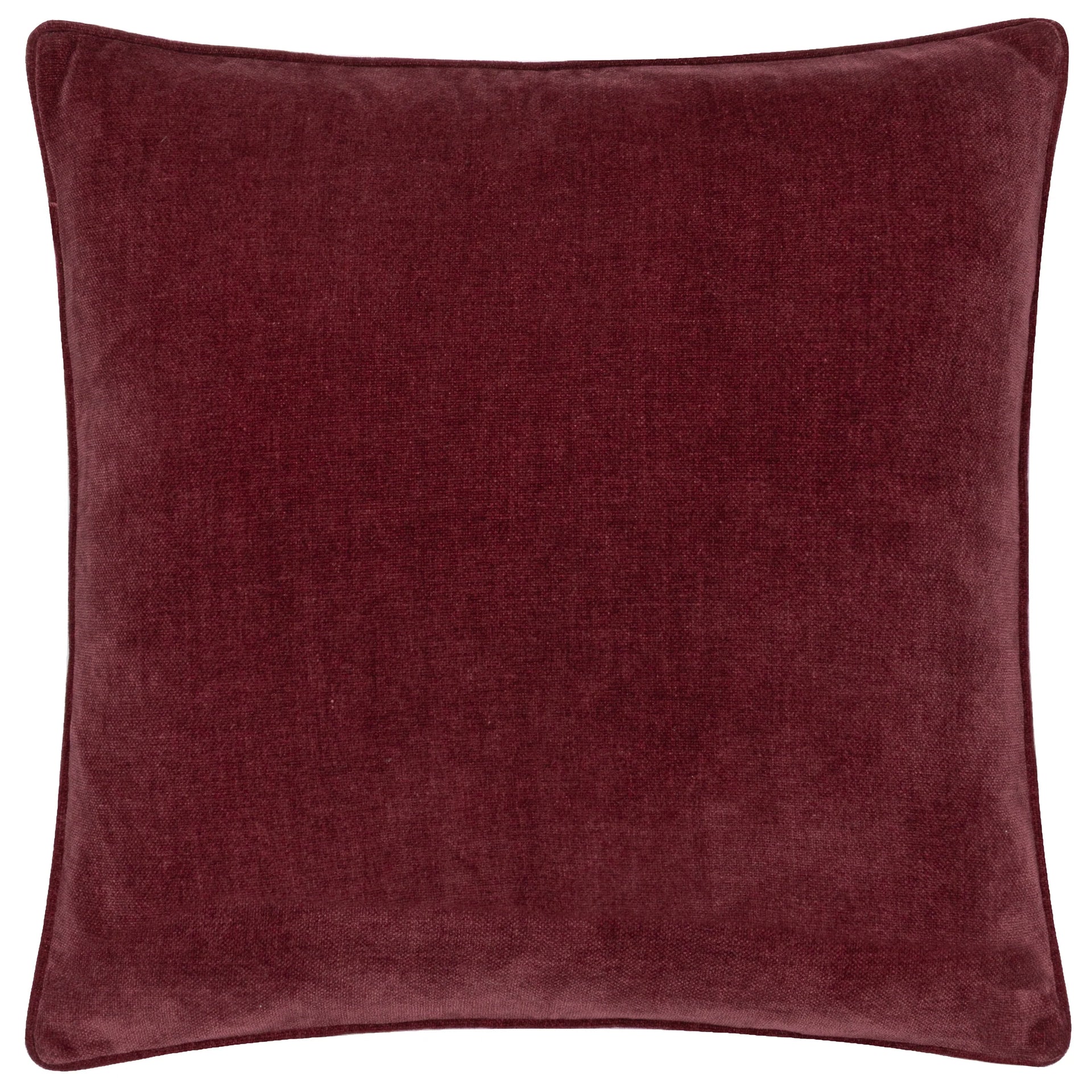 Heavy Chenille Piped Cushion Beetroot Feather Filled 50X50