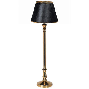 Gold Stem Lamp w/BLK Hide Shade