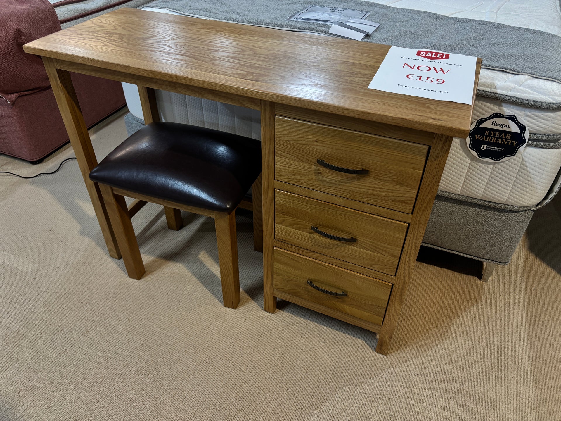 Rome Single Kneehole Dressing Table