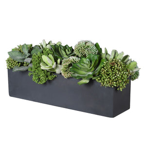 Succulents and Skimmia Arrangement in Faux Marble