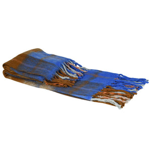 Cobalt/Mustard Tartan Throw