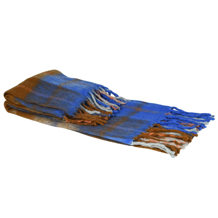 Cobalt/Mustard Tartan Throw