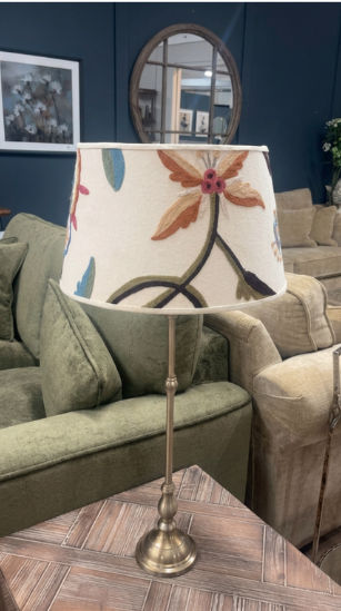 Lamp with Crewel Embroidered Shade