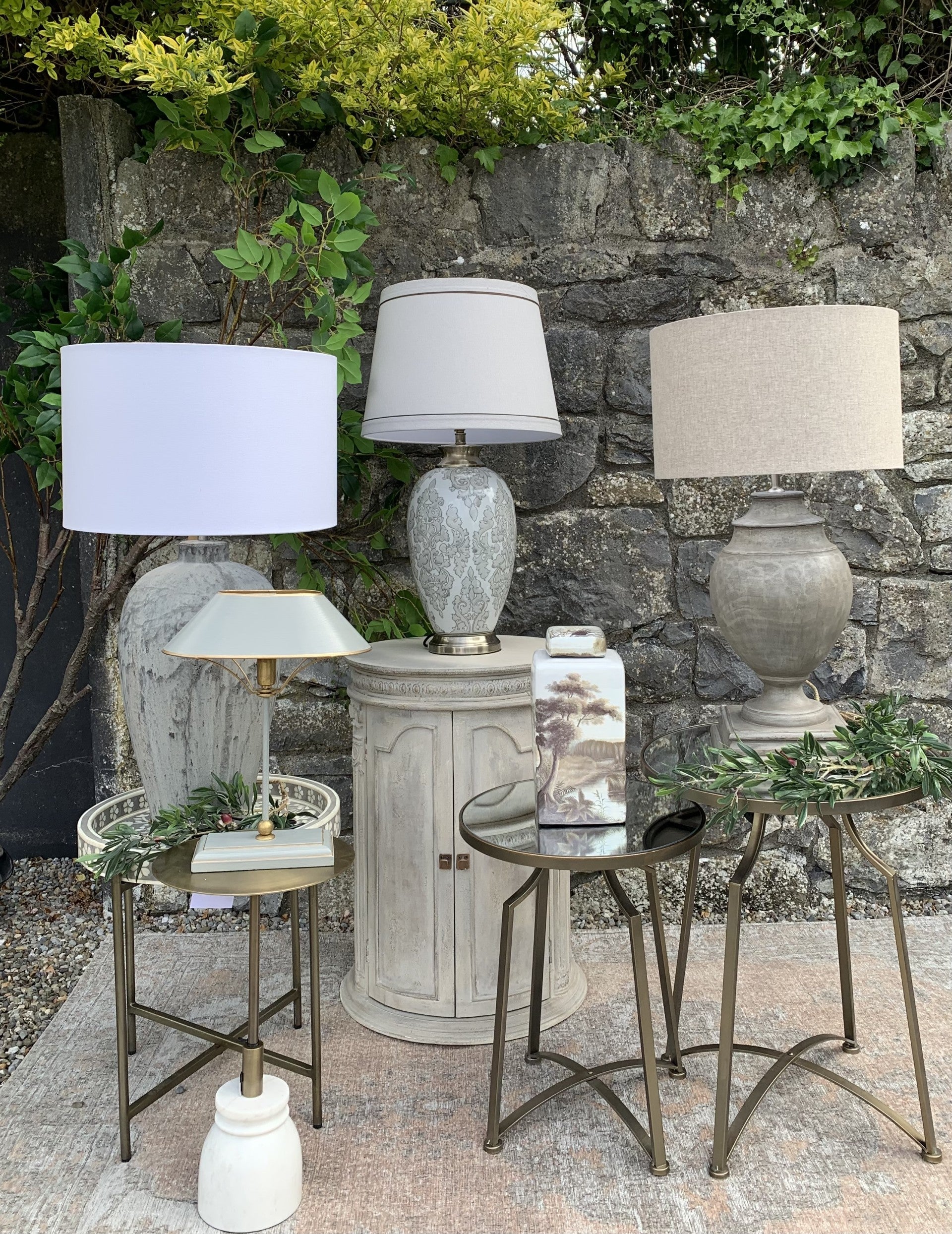 Lenora Vintage Blue Wash Lamp with Shade