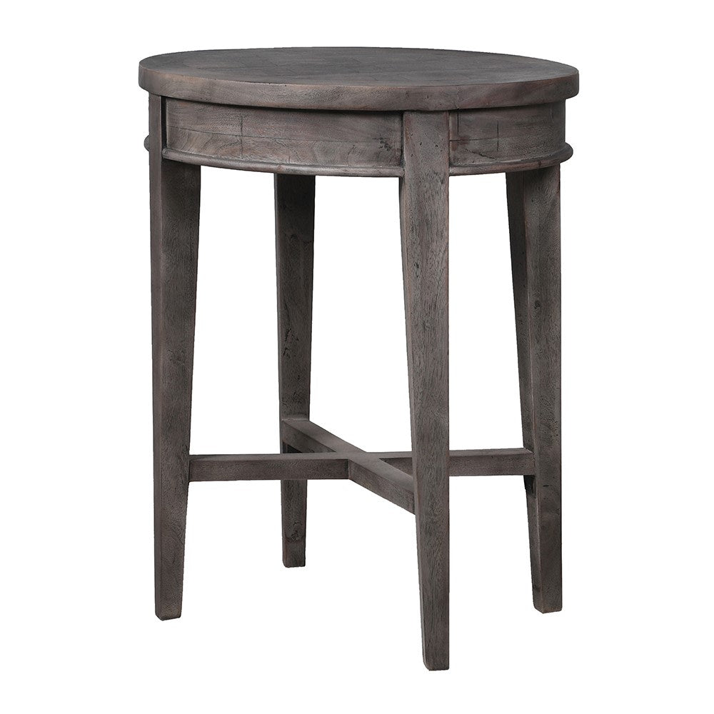 Lian Parquet Side Table in Grey
