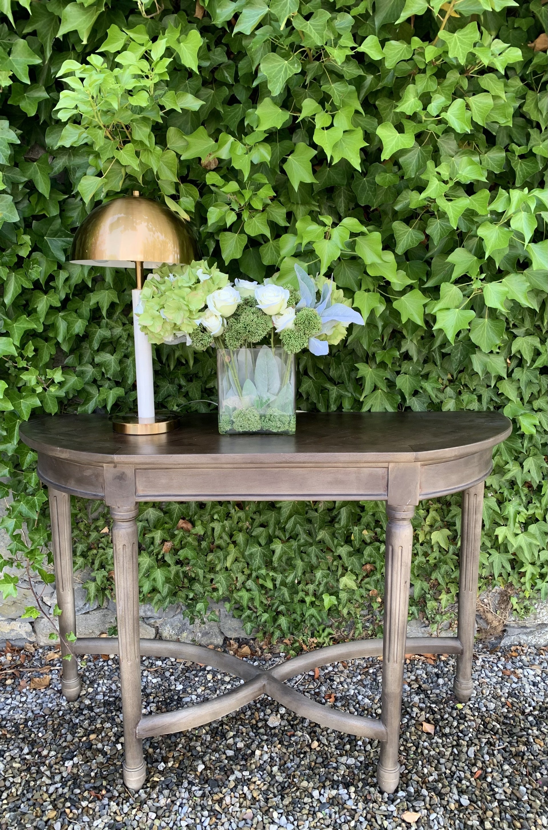 Lian Parquet Console Table in Grey