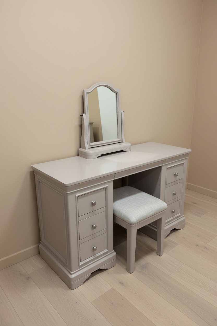 Lima Dressing Table, Mirror & Stool